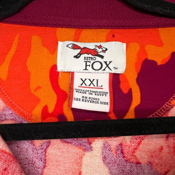 Retro Fox Men's Polo Short Sleeve Orange Camo 100% Cotton - Size 2XL - Picture 7 of 16